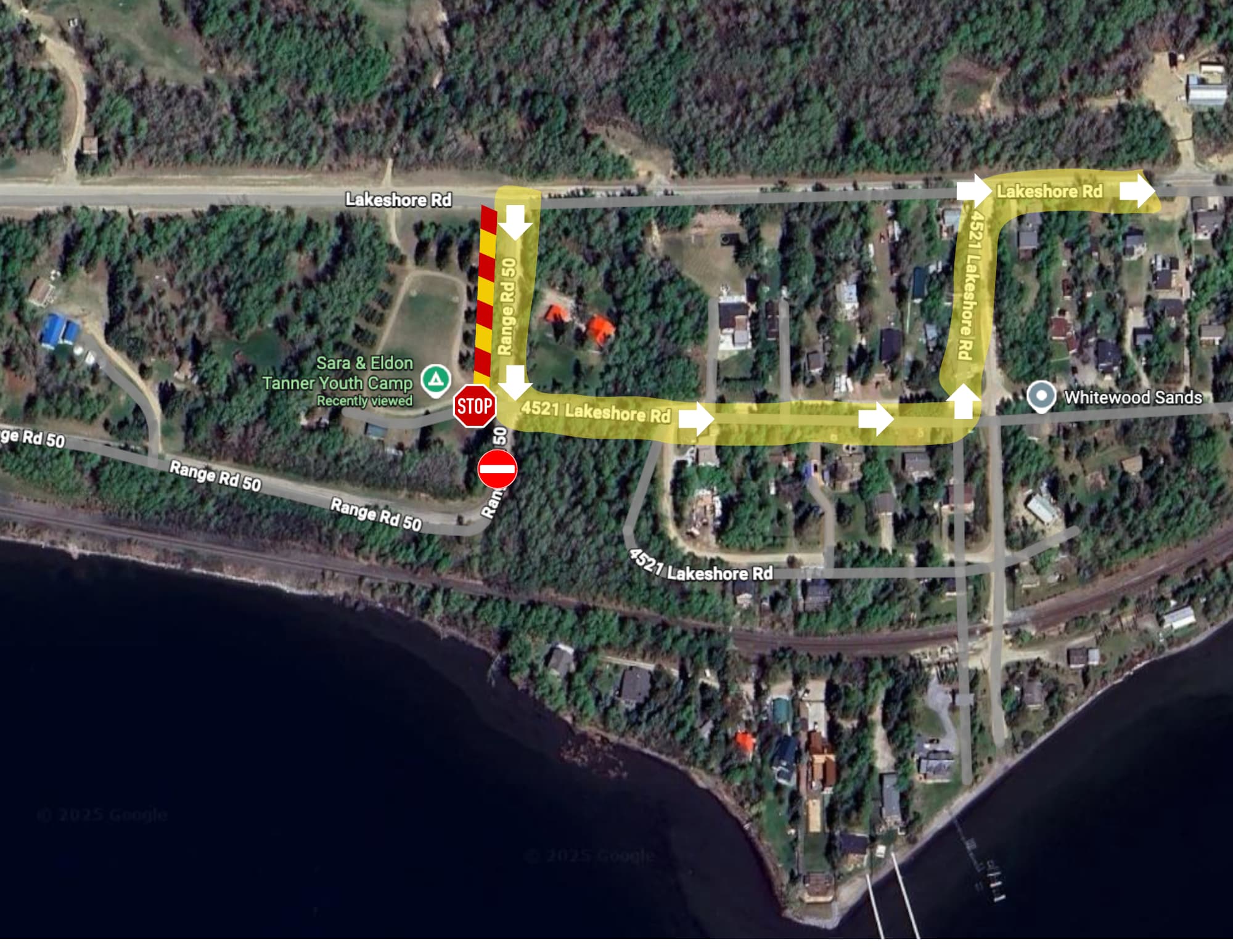 Map showing designated youth drop-off location and traffic flow